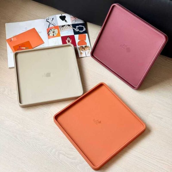 Leather square storage tray for Hermès